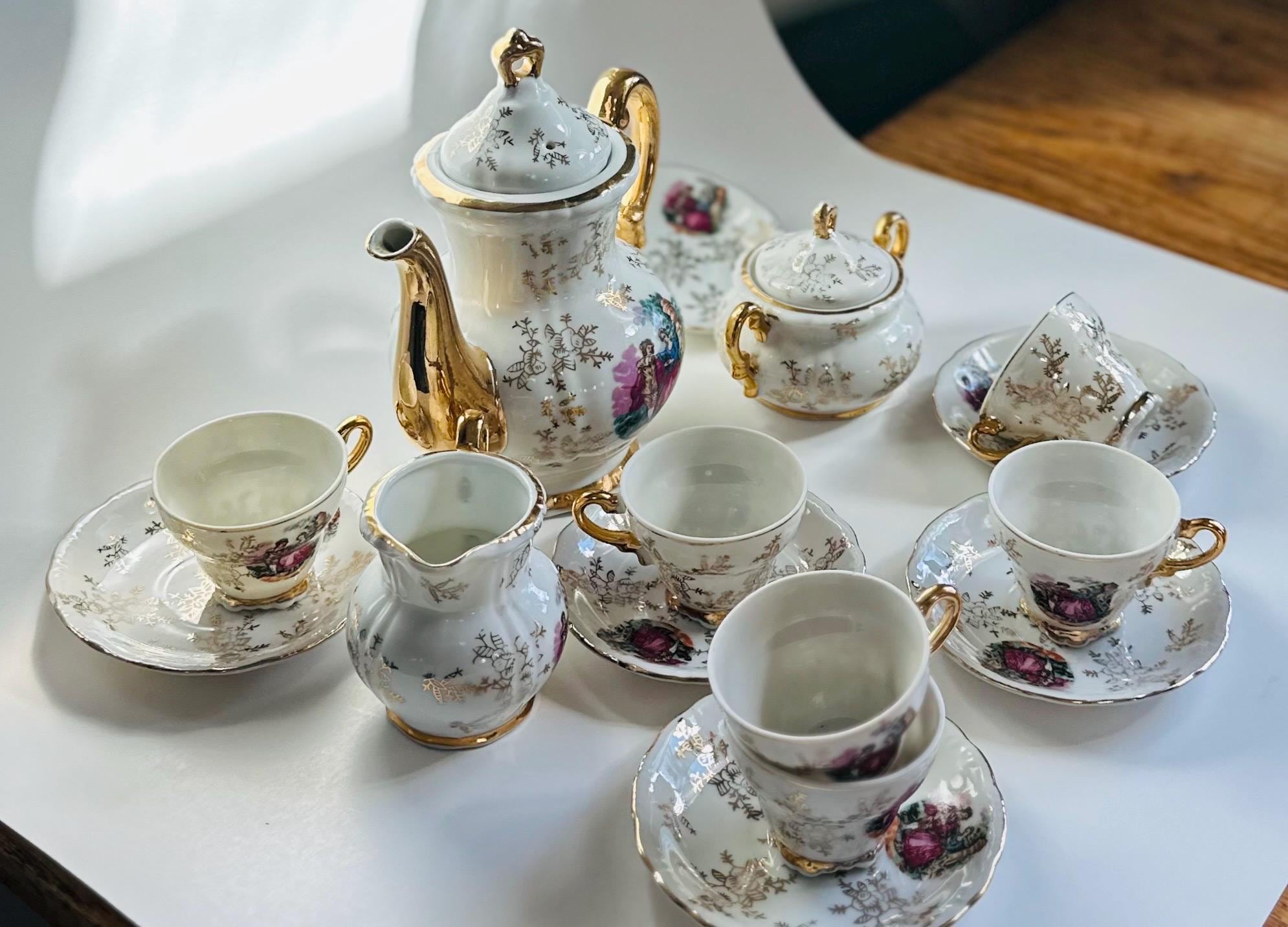 Japan Hand Painted DEMITASSE Tea Service Set Fragonard Courting
