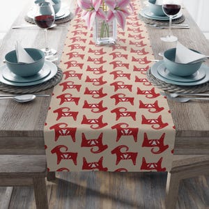 Scandinavian Christmas Yule Goat Table Runner - angled pattern