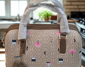 TOGOO Designer gedruckte Handtasche - Premium Canvas & Kunstleder Schultertasche