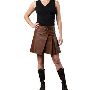Brown Leather Mini Skirt | Gothic Steampunk Festival Wear, Medieval Cosplay Outfit, Renaissance LARP Costume, Dark Fantasy Clothing