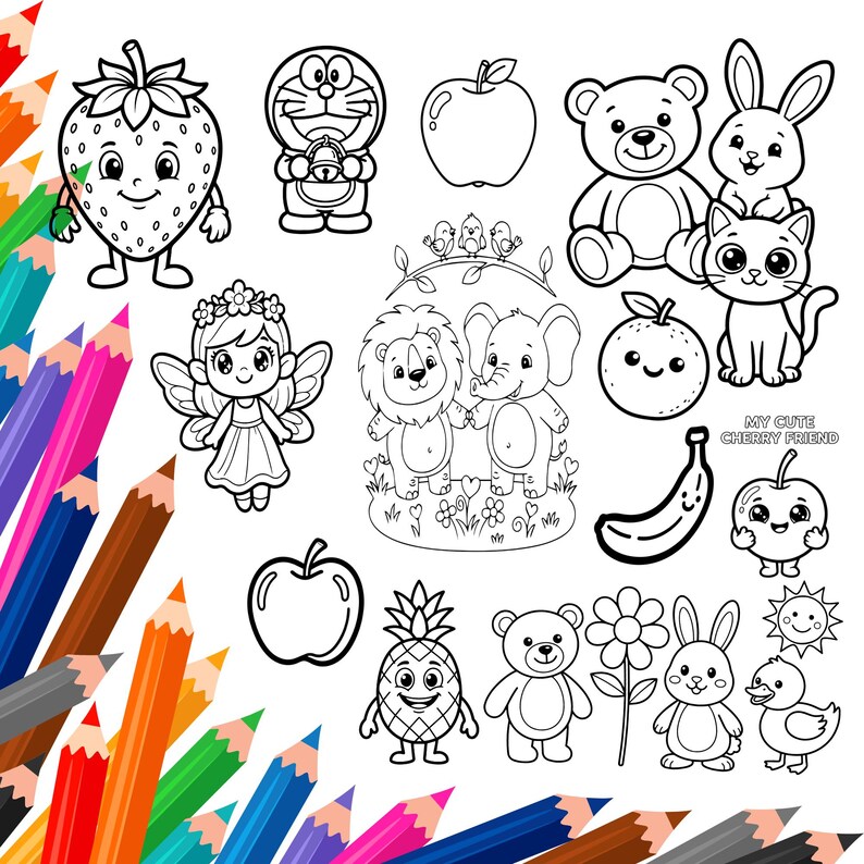 Animal Coloring Pages for Toddlers | Bear, Bunny, Cat (PDF Download ...