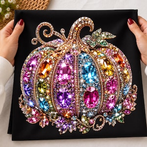 Halloween Pumpkin PNG | Faux Rhinestone Pumpkin | Glam Jeweled Fall Sublimation | Sparkling Gemstone Pumpkin | Boutique Shirt PNG