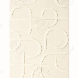 Hand Tufted Wool Rug – Modern Minimalist Cream Or off white Area Rug with Raised Line Pattern, Contemporary Neutral Living Room Floor Decor