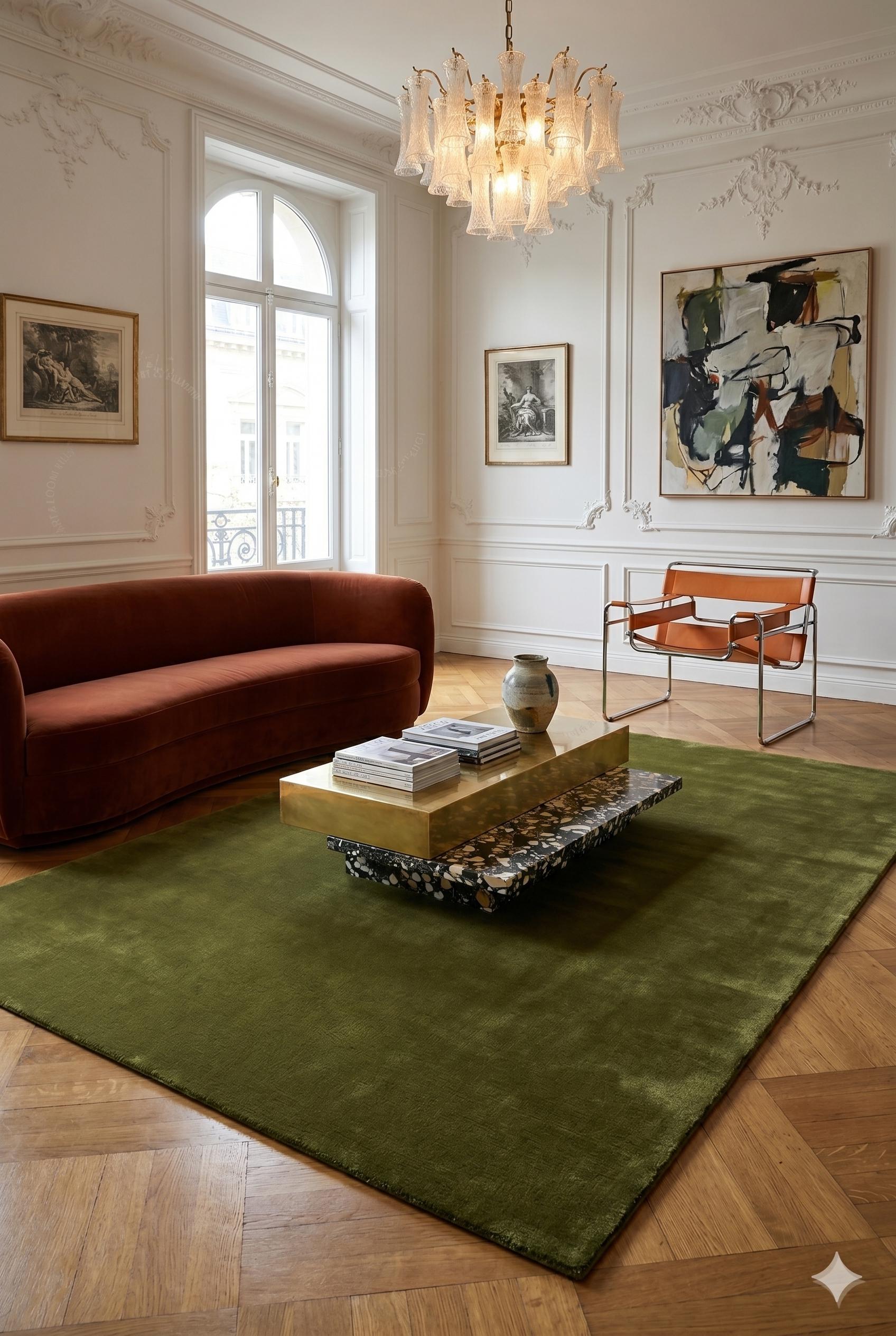 Hand Tufted Solid Olive Green Wool Area Rug 8x10 Ultra Plush Luxury ...