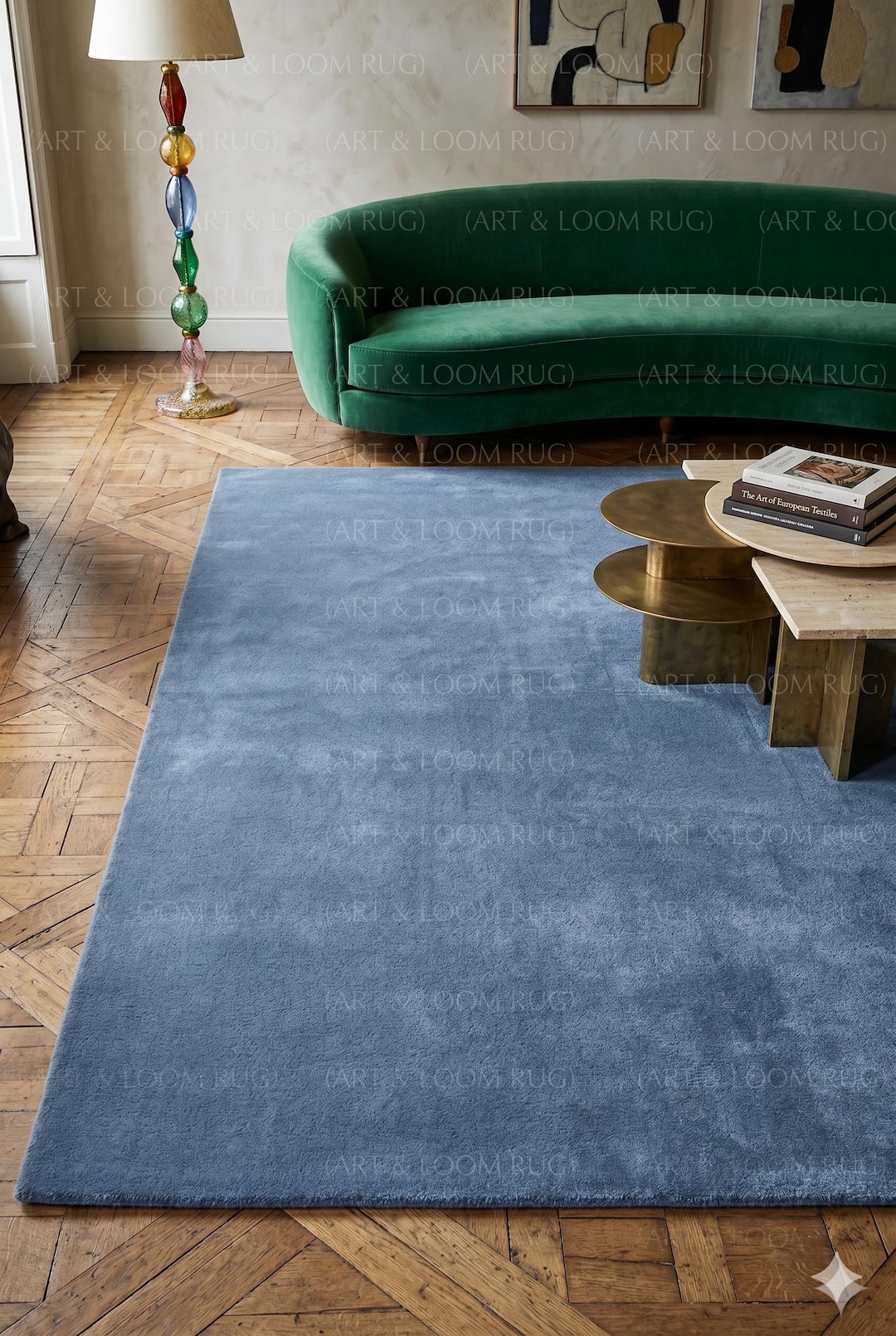 Solid Blue Rugs 8x10 Hand Tufted Solid Slate Blue Wool Area Rug - Modern Minimalist ...