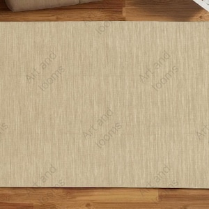 Alfombra Kilim tejida a mano - Beige neutro / Alfombra de lana bohemia de tejido plano / Decoración para sala de estar, dormitorio y entrada / Minimalista moderno / dhurrie