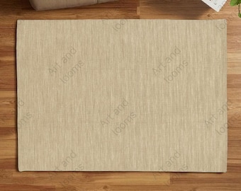Handloom Kilim Flat Weave Rug Light Beige Bohemian Area Rug Handwoven Wool Carpet Custom Size Living Room Bedroom Decor