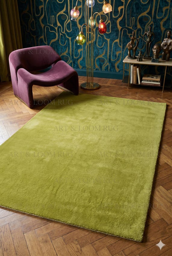 6x9 Milano Hand Tufted Chartreuse Lime Green Wool Rug |  Plush Solid Color Modern Luxury Area Carpet | Minimalist Home Decor Custom Sizes