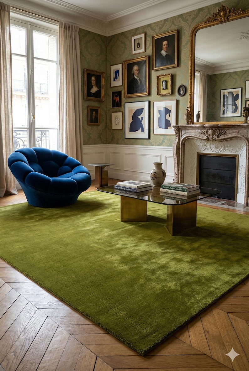 Milano Hand Tufted Lime Green Wool Area Rug - Chartreuse Plush High ...