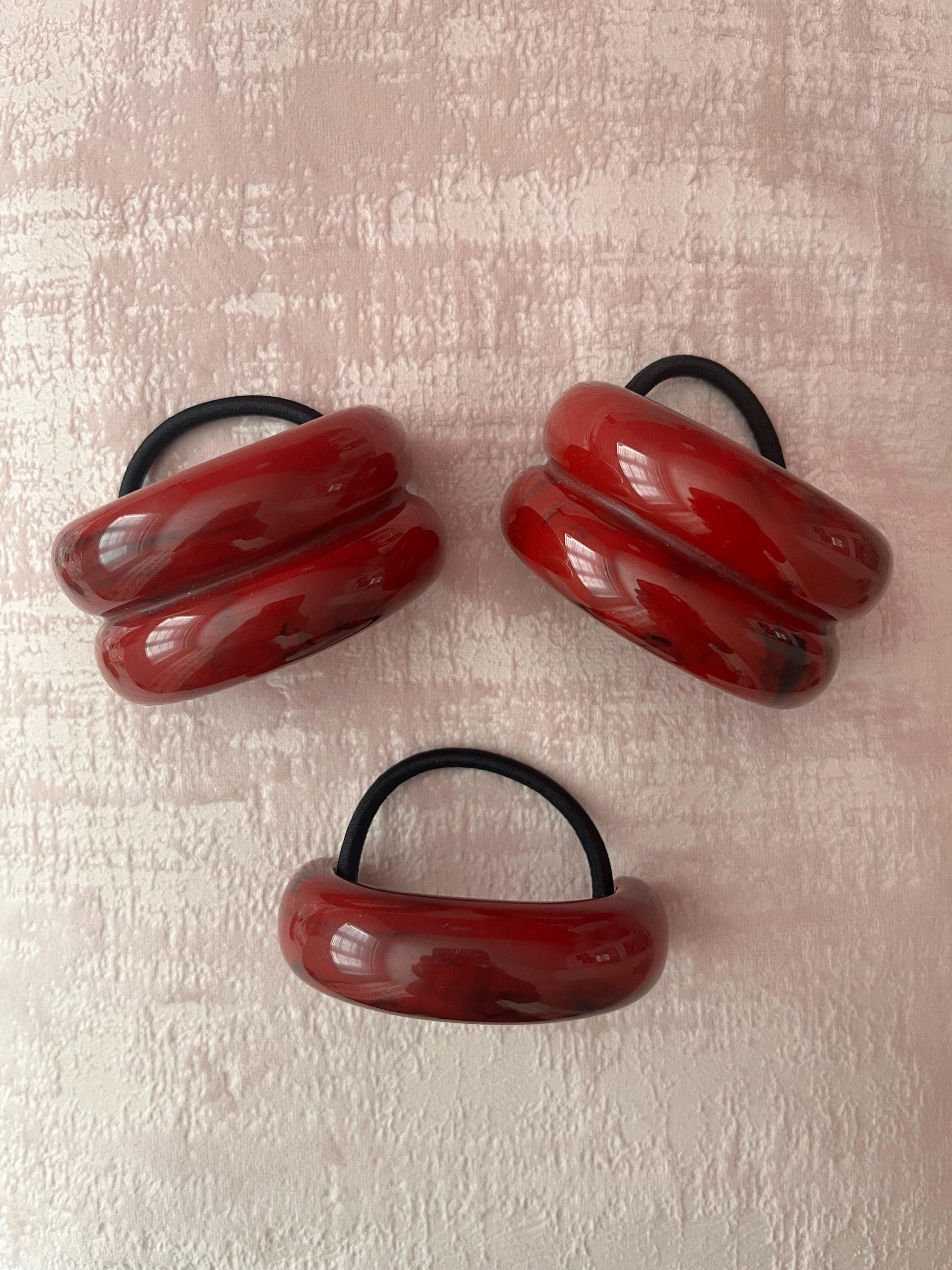 THBT Lucite Dome Pony Cuff RED Buy Red Pony Tail Cuffs Online In
