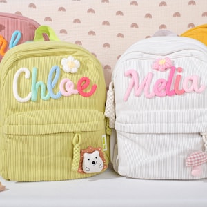Personalized Corduroy Toddler Backpack: Custom Name Patch, Preschool Bag