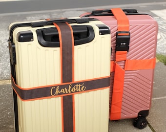 Cinghia per bagaglio con monogramma: cintura per valigia personalizzata ricamata