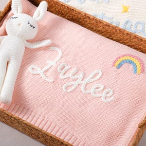 Custom Newborn Blanket | Personalized Hand-Embroidered Name, Cozy and Soft
