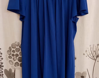 Vintage Shadowline royal blue floral embroidered nylon nightie