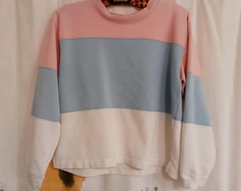 Vintage 90s pastel colorblock cropped boxy sweatshirt