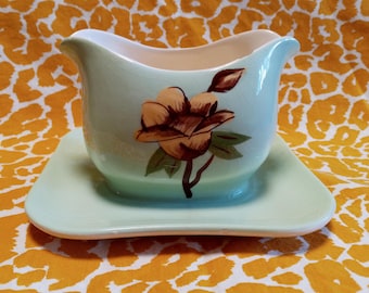 Vintage MCM Weil Ware California Yellow Rose groene juskom