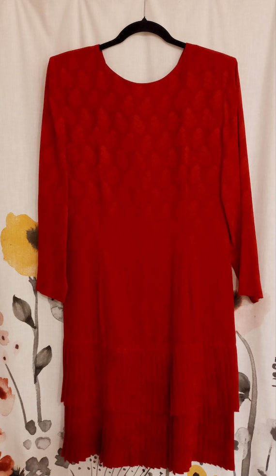 Liz Claiborne, Vintage Liz Claiborne red silk drop waist party dress