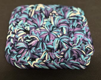 Washable Cotton Crochet Trivet - Square Hot Pad for Kitchen -4 ply