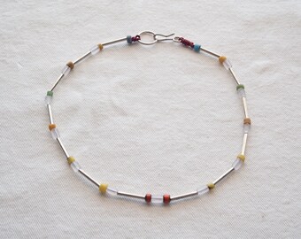 Handmade Sterling Silver Glass Beaded Necklace