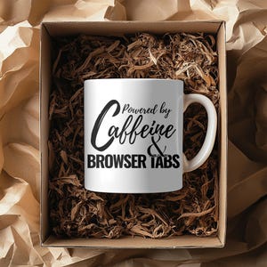 Caffeine Browser Tabs Ceramic Mug | Coffee Lovers Gift, Unique Kitchen Decor, Personalized Mug, Funny Gift for Friends, Birthday Present