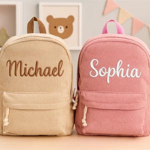 Personalized Corduroy Kids Backpack, Custom Monogrammed Toddler School Bag