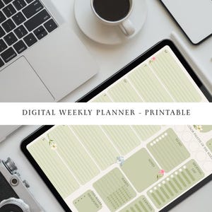 Floral weekplanner, niet gedateerd | Afdrukbaar | Groene botanische sjabloon (digitale download)