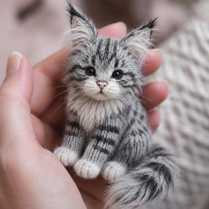 Maine Coon Cat Knitting Pattern PDF DE/EN - Realistische Strickanleitung Katze, Step-by-Step Guide