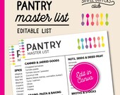 Editable Master Pantry List: Kitchen Organization Template (PDF)