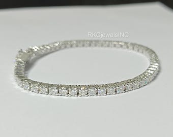 CZ Diamond Tennis Bracelet, 14K White Gold Plated Sterling Silver