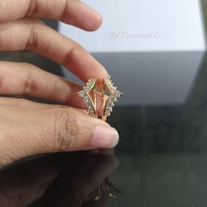 Round Cut Moissanite Enhancer Ring Wrap, Curved Wedding Band