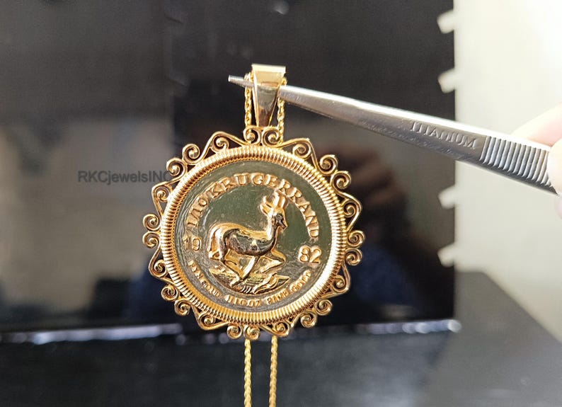 Springbok Golden Chain Coin Pendant, 1/10 Oz Gold Plated Coin Necklace, Style Bezel Charm ...