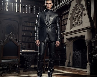 Genuine Leather Suit: Gothic Blazer & Pants - Custom Size