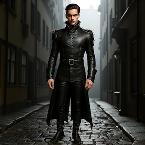 Spiked Gothic Leather Coat | Fantasy Warrior Cosplay Armor for Men | Medieval Steampunk Outfit