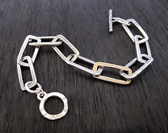 Armband med gem i sterlingsilver med guldbronsdetaljer (flera längder tillgängliga) (N)