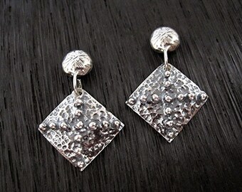 Dotted Textured Sterling Silver Artisan Cross Earrings - IN STOCK (N)