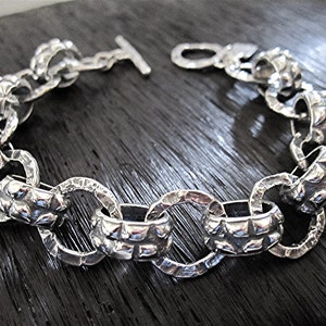 Chunky Handmade Artisan Sterling Silver Chain Link Bracelet (multiple lengths available) (N)