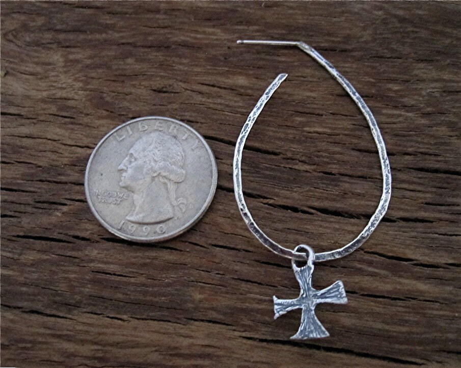 Silver Cross Dangle Fashion Earrings – 925 Sterling Silver Hook, Christmas & Easter Gift