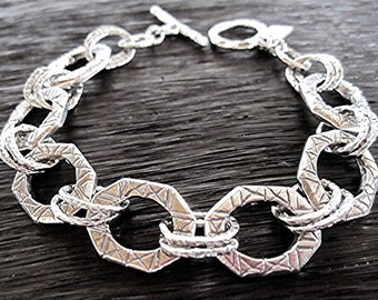 Large Sterling Silver Designer Statement Bracelet (Multiple Lengths Available)