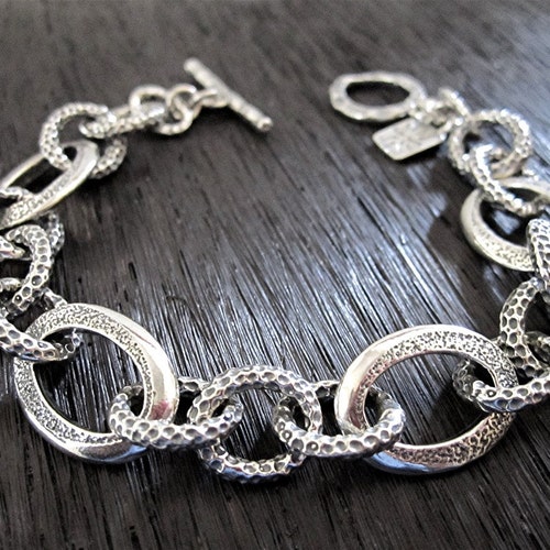 Handmade Sterling Silver Chunky Chain Link Bracelet multiple Etsy