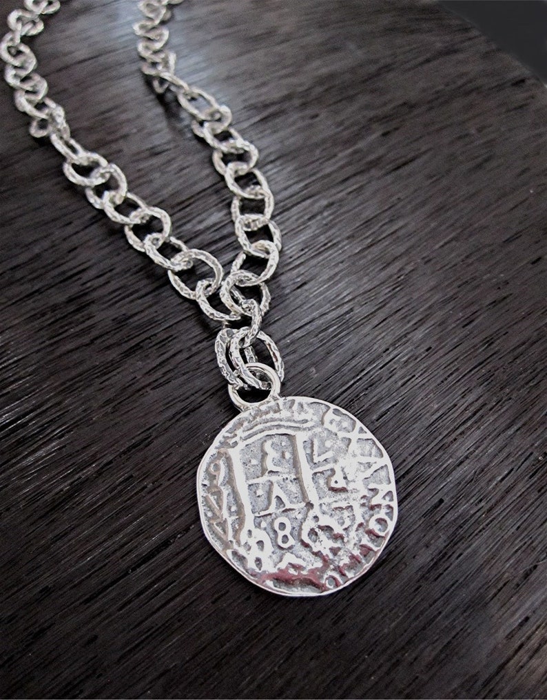Handmade Spanish Coin Pendant and Link Necklace in Sterling Etsy