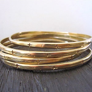Handmade Artisan Cross Bangle Bracelet in Gold Bronze (one bracelet) - IN STOCK (N)