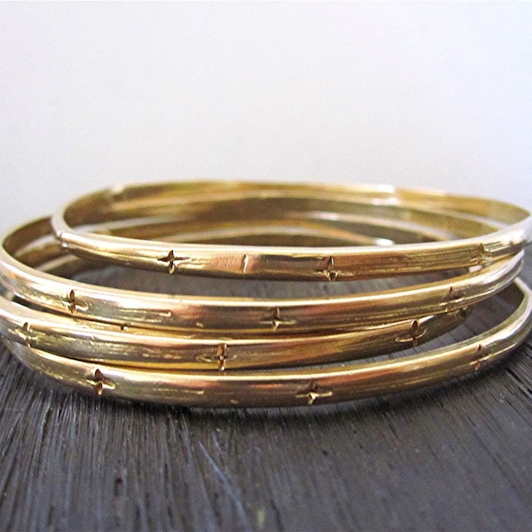 Handmade Artisan Cross Bangle Bracelet in Gold Bronze (one bracelet) - IN STOCK