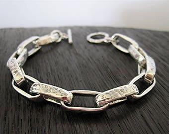 Chunky Sterling Silver Chain Link Statement Bracelet (Multiple Lengths Available)