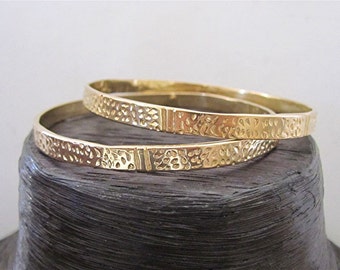 Handmade Gold Bronze Textured Bangle Bracelet (one bracelet) - IN STOCK
