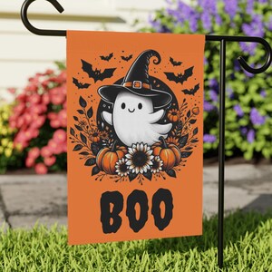 Halloween Garden Banner, Spooky Outdoor Decor, Boo Flag, Fall Decorations, Halloween Party Supplies, Ghost and Pumpkin Sign