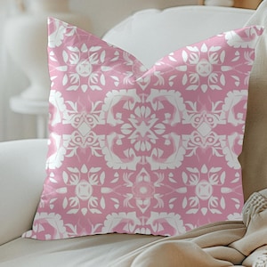 Pink Floral Decorative Pillow, Throw Pillows, Couch Pillow, Bedroom Pillow, Dorm Decor, Living Room Decor, Pillow Insert Included