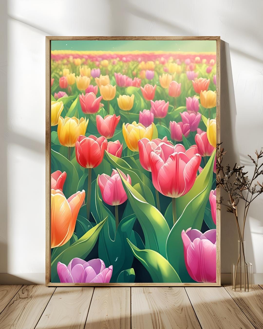 Tulip Wall Art, Tulip Floral Wall Art, Abstract Tulip Print, Digital ...