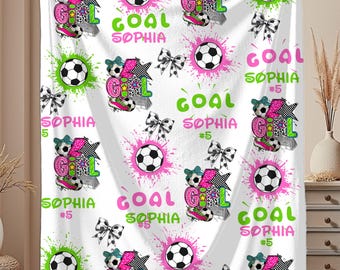Soccer Blanket, Custom Name Throw, Sports Lover Home Accents, Youth Soccer Blanket Customizable Sports Blanket, Gift for Soccer Fans