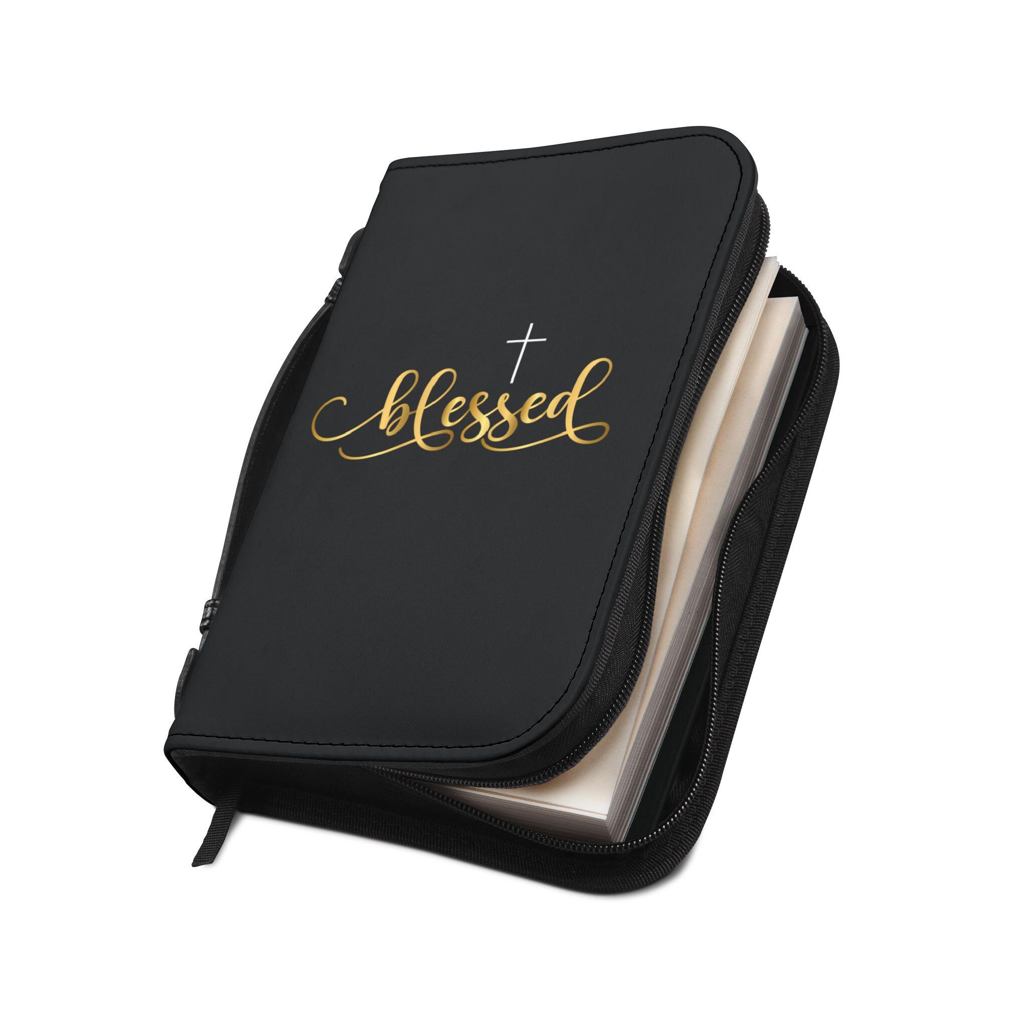 Scripted Cross Blessed Script Cross Bible Cover | Zippered Scripture Organizer - Etsy