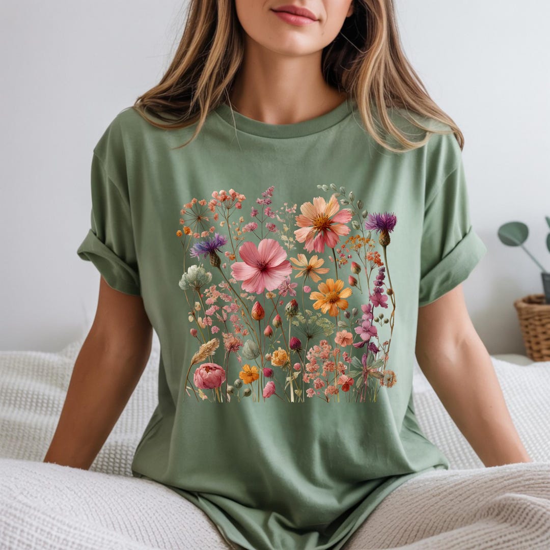 Comfort Colors® Wildflower T-shirt, Floral Cottagecore Tee, Gift for ...